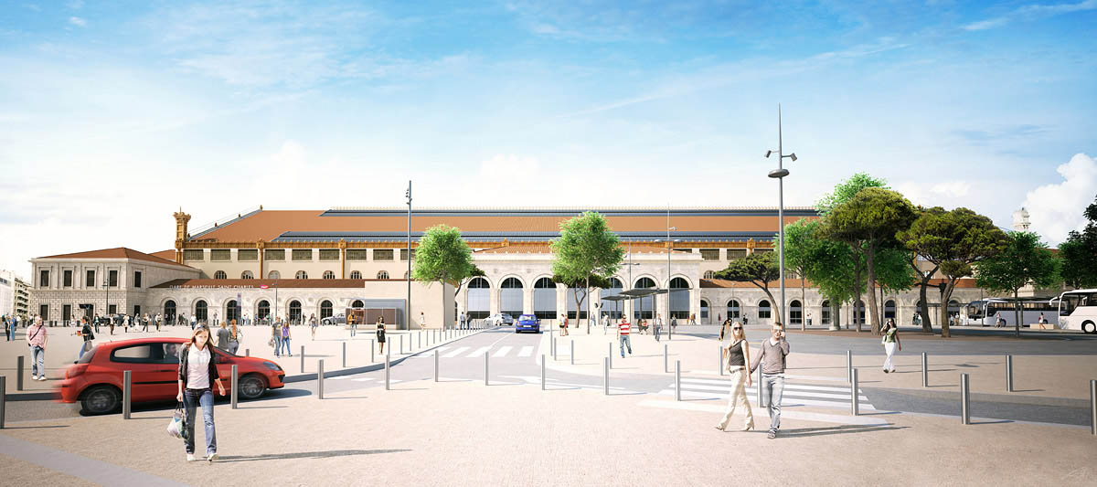 Perspective 3D Gare de Marseille Saint Charles - Square Narvik 04