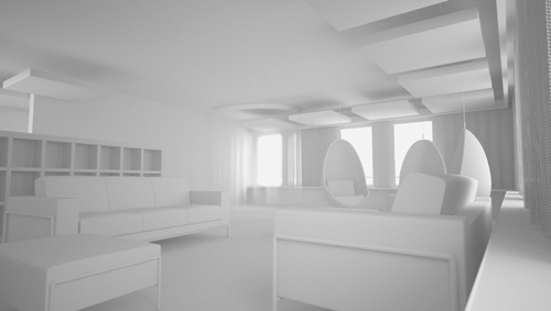 amenagement 3D interieure volumetrie maquette blanche