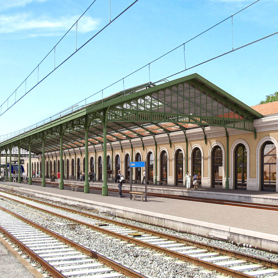 Intégration 3D sur photo - Grande hall voyageur - Gare SNCF de Béziers