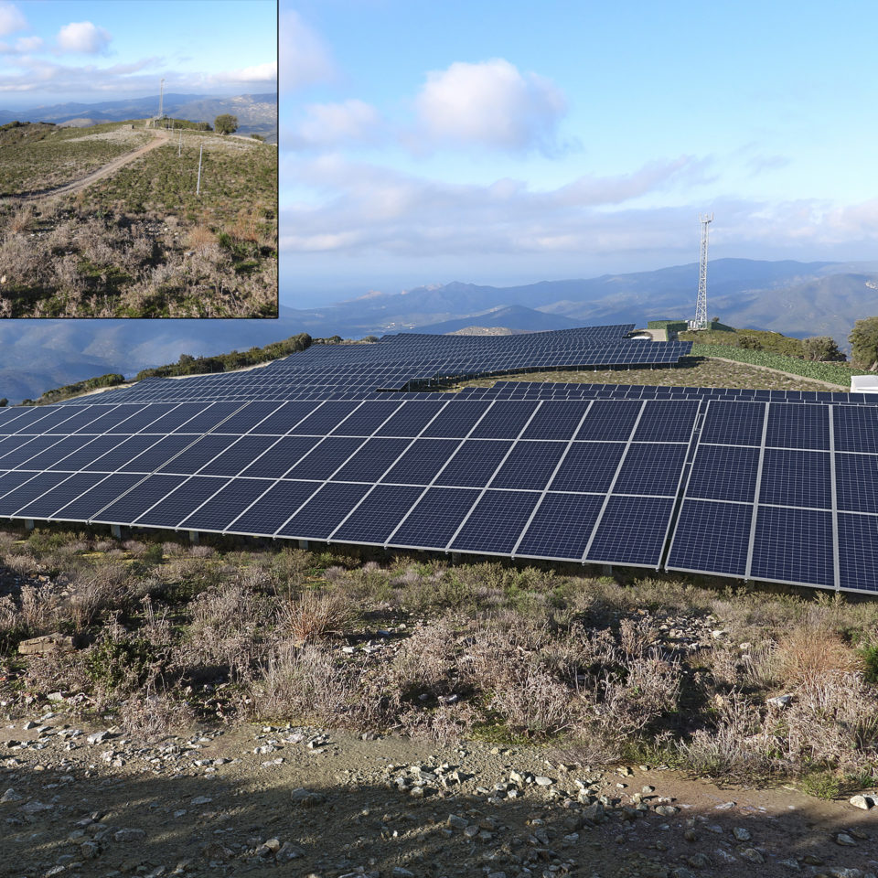 Parc solaire de Novella en Corse -insertion 3D paysagère proche